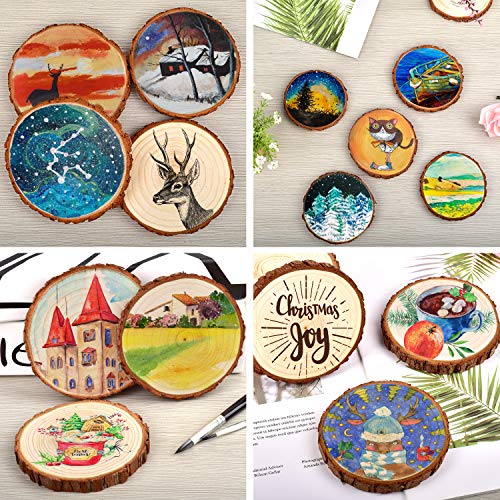 LESUMI Unfinished Natural Wood Slices with Bark - Wood Craft kit, DIY Kids Arts and Crafts Coasters Christmas Ornaments Rustic Wedding Decorations
