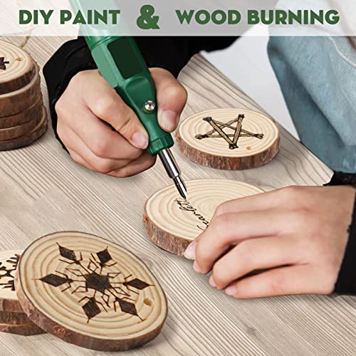 Natural Wood Slices - Wayin 30 Pcs 2.4-2.8 Inches Craft Unfinished Wood Kit Predrilled with Hole Wooden Circles Tree Bark Round Log Discs for Arts Wood Slices Christmas Ornaments DIY Crafts