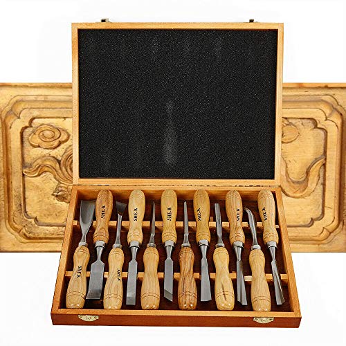 Carving Tools Professional Wood Carving Tool Set 12 Pcs Wood Carving Hand Chisel Knife Tools Set Durable Chromium Vanadium Steel Gouges Woodworking Tools Kit With Case
