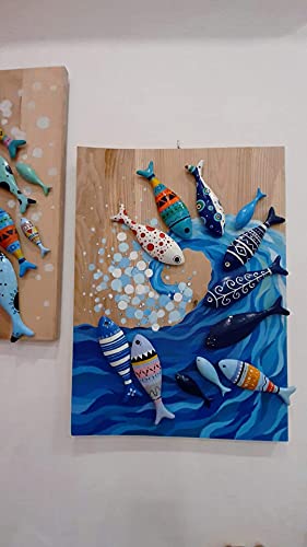 Pack of 3 Wooden Fish, 3D Unfinished Wooden Fish for Crafts, Wooden Fish Decor ,Decorative Wooden Fish, Wooden Fish Wall Decor Art, Wooden Fish Ornaments (Medium 6"3/4)