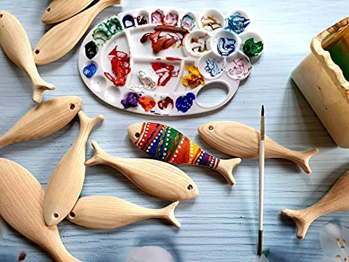 Pack of 3 Wooden Fish, 3D Unfinished Wooden Fish for Crafts, Wooden Fish Decor ,Decorative Wooden Fish, Wooden Fish Wall Decor Art, Wooden Fish Ornaments (Small 5"5/8)
