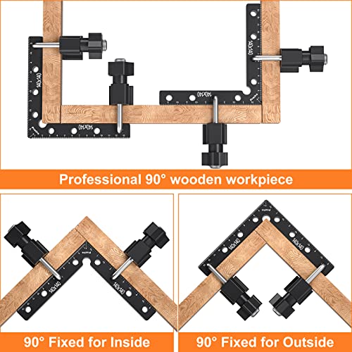 Preciva 90 Degree Positioning Squares 2 Sets (14cm/5.5"), Aluminum Alloy Right Angle Clamps Fixing Clamp, Professional Woodworking Tools Carpenter Squares for Picture Frame Box Cabinets Drawers
