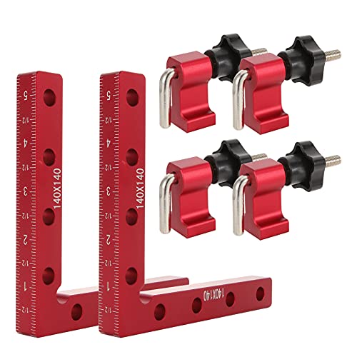 W B D WEIBIDA 90 Degree Clamps For Woodworking, Positioning Squares Right Angle Clamps 2 Pack, 5.5" X 5.5" (140 x 140mm) Aluminum Alloy Corner Clamps Tools For Cabinets, Picture Frame, Drawers