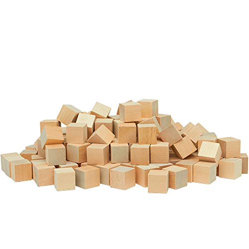 Unfinished Wood Craft Cubes 1 inch, Pack of 50 Small Wooden Blocks to Decorate, Wooden Cubes for Crafts and Décor, by Woodpeckers