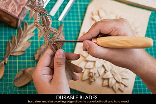 BeaverCraft, Wood Carving Chisel Set SC01 - Gouge Wood Carving Tools Kit in Rolling Pouch with Leather Strop Polishing Compound Kit - Radial Gouges Flat Chisel Bent Gouge (Chisel Set)