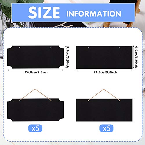 10 Pieces Unfinished Hanging Wood Sign Rectangle Blank Wooden Plaque Blank Hanging Wooden Slices Banners with Ropes for Pyrography Painting Writing DIY Home Crafts Supplies (Black)