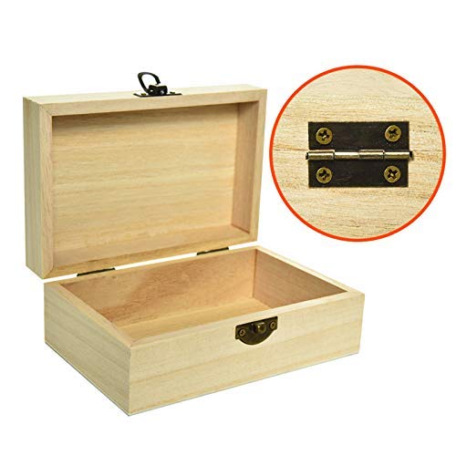 Rocinha 6pcs Large Unfinished Wooden Box Rectangle Keepsake Box Stash Boxes with Hinged Lid for DIY Easter Arts Hobbies, Jewelry,6x4x2.3Inch