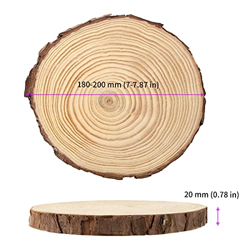 JEUIHAU 8 PCS 7-7.9 Inches Natural Unfinished Wood Slices, Round Wooden Tree Bark Discs, Wooden Circles for DIY Crafts, Christmas, Rustic Wedding Ornaments