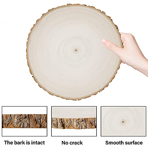 Prsildan 4 Pack Large Wood Circle Slices, 8 to 10 Inches DIY Unfinished Wood Table Centerpieces, Natural Rustic Round Crafts for Indoor Christmas Wedding Party Décor