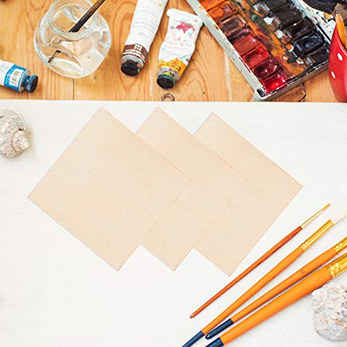 CertBuy 50 Pcs Unfinished Wood Pieces 6 x 6 Inch Square Blank Wood Natural Wooden Squares Cutouts for DIY Crafts, Painting, Staining, Carving, Coasters Making, Christmas, Home Decorations