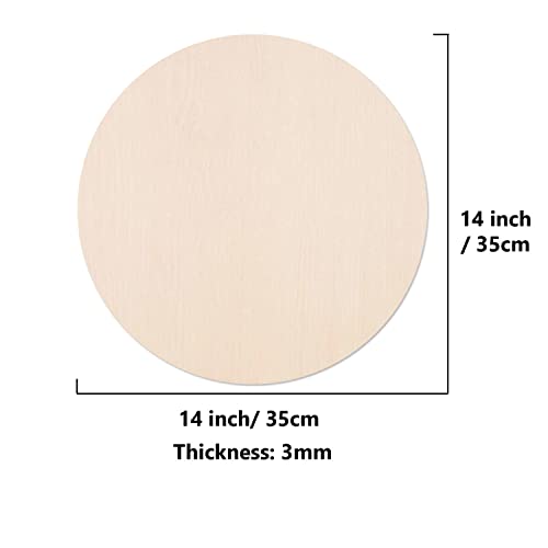 5PCS 14Inch Wood Circles for Crafts, Cutouts Blank Round Wood Slice Unfinished Wooden Slices Blank Round Wooden Circles, Wood Circles for Painting, DIY Door Hanger, Home, Holiday Decor 3 mm Thick