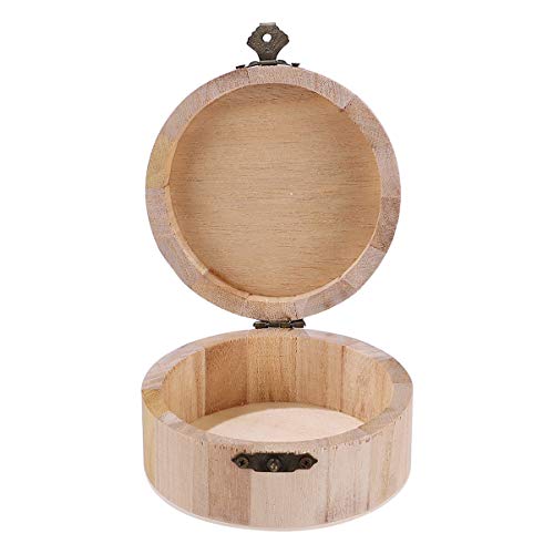 EXCEART 2PCS Unfinished Wood Chest Box Gift Box Treasure Chest Jewelry Storage Box with Locking Clasp Round Box Style