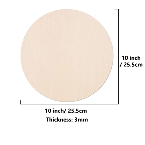 10Pcs 10Inch Cutouts Blank Round Wood Slice Wood Circles for Crafts, Unfinished Wooden Slices Blank Round Wooden Circles, Wood Circles for Painting, DIY Door Hanger, Home, Holiday Decor 3 mm Thick