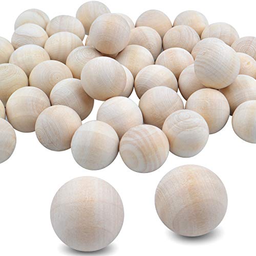 Natural Wooden Balls, 50 Pieces Unfinished Round Wood Mini Wood Craft Balls for DIY Jewelry Making Art Design(20mm)