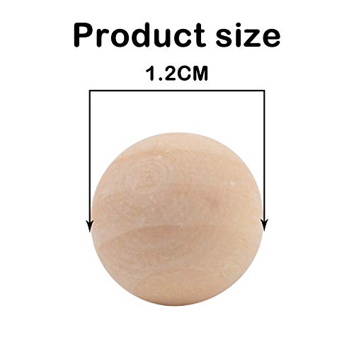 Natural Wooden Balls,200PCS Unfinished Round Wood Mini Wood Craft Balls for DIY Jewelry Making Art Design - 12mm Diameter