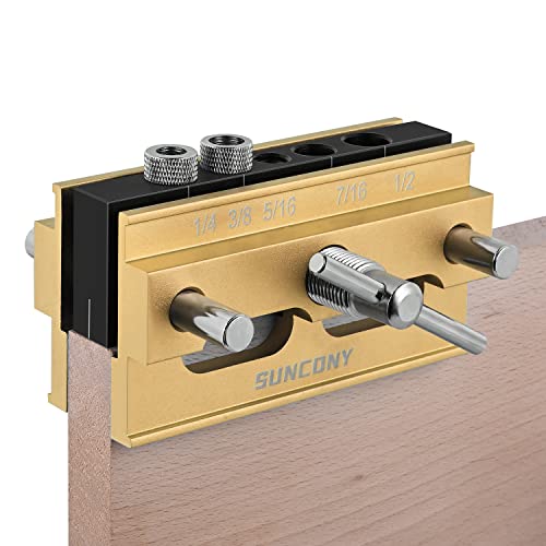 Self Centering Dowel Jig Kit,Jig Drill Guide Bushings Set,Wood Working Tools Drill and Accessories,Dowel Jigs Woodworking Tools Joints DIY Project (Gold)