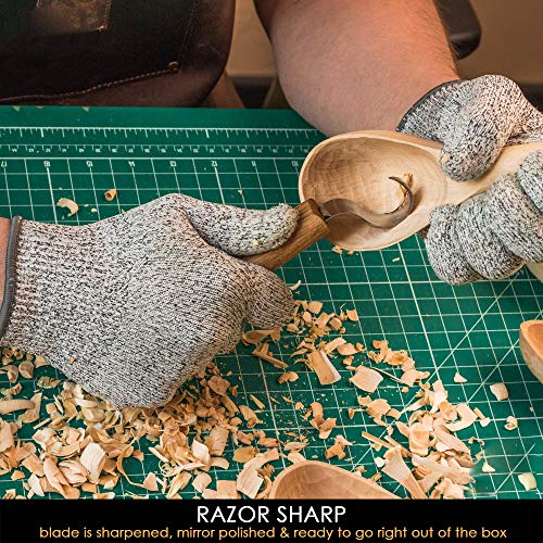 BeaverCraft Hook Knife Wood Carving SK1S Spoon Carving Knife with Leather Sheath - Wood Carving Hook Knife - Spoon Bowl Carving Tools - Wood Carving Tools for Beginner and Profi Whittling Knives Tools