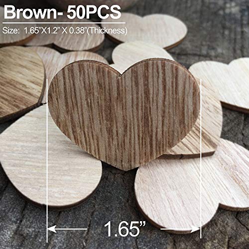 Y&K Homish Wooden Hearts Guest Book Sign Blank Wood Sign Rustic Table Confetti Party DIY Pack of 50