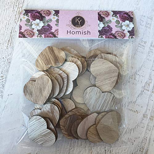 Y&K Homish Wooden Hearts Guest Book Sign Blank Wood Sign Rustic Table Confetti Party DIY Pack of 50