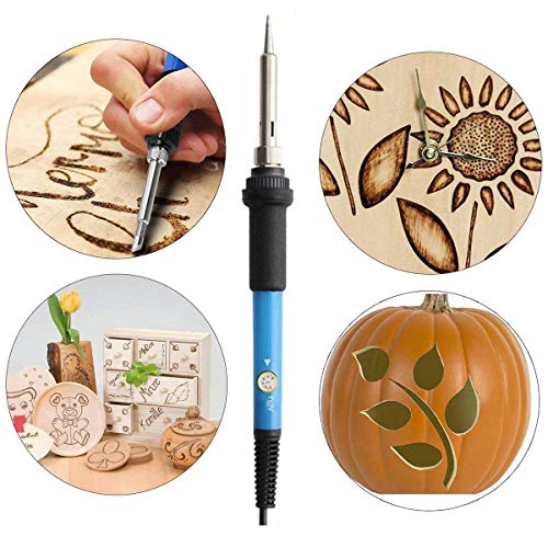 Wood Burning Kit Professional Pyrography Pen Tool Set with Adjustable Temperature Included Embossing/Carving/Soldering Tips and Stand for DIY Wood/Leather/Gourd Arts Crafting Supplies(8Pcs)