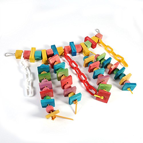 Parrot Toy, Bird Hanging Toy Colorful Parrot Cage Wood Chew Bite Toys Pet Swing Scratcher Perch for Parrot Macaw Cockatiel Toy