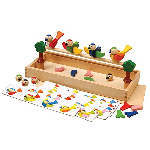 Constructive Playthings Magnetic Building Birds 41 pc. Set with Wooden Storage Box