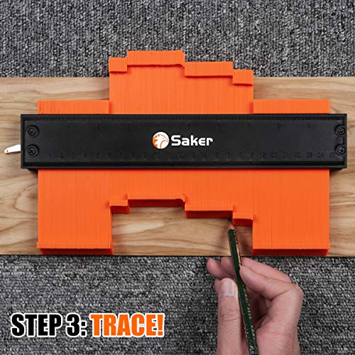 Saker Contour Duplication Gauge-Adjustable Lock -Precisely Copy Irregular Shape -Irregular Welding Woodworking Tracing - Must Have Tool for DIY Handyman, Construction(10 Inch+5 Inch) (ORANGE)