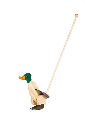 Wooden Push Toy Duck (Dark Green) - 18 Months to 3 Years Old - Walking Toddler Toys Preschool Learning Activities Walking Baby Toys Learning Toys for Toddlers Develops Motor Skills