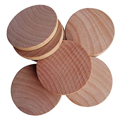 1.5 Inch Natural Wood Slices Unfinished Round Wood Coins for DIY Arts & Crafts Projects, 50 per Pack.