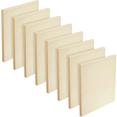 Wood Canvas Boards Unfinished Wooden Panel Boards Wood Paint Pouring Panels for Painting Drawing Home Decor (8 Pieces,12 x 12 x 0.8 Inches)
