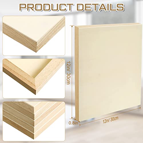 Wood Canvas Boards Unfinished Wooden Panel Boards Wood Paint Pouring Panels for Painting Drawing Home Decor (8 Pieces,12 x 12 x 0.8 Inches)