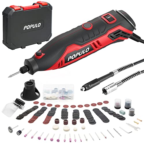 POPULO Rotary Tool Kit, 149pcs with Flex Shaft 135W Multifunctional Rotary Corded Tools Variable Speed, Rotary Tool Set for Grinding, Cutting, Wood Carving, Sanding, Engraving, Gifts for DIYer