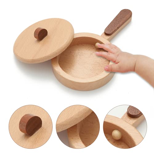 WHOHOLL Play Kitchen Accessories, Wooden Kitchen Sets for Kids, Toy Pots and Pans for Kids Kitchen, Toddler Cooking Toys for Kids Ages 3-5, Montessori Kitchen Tools for Boys Girls Gifts(Medium)