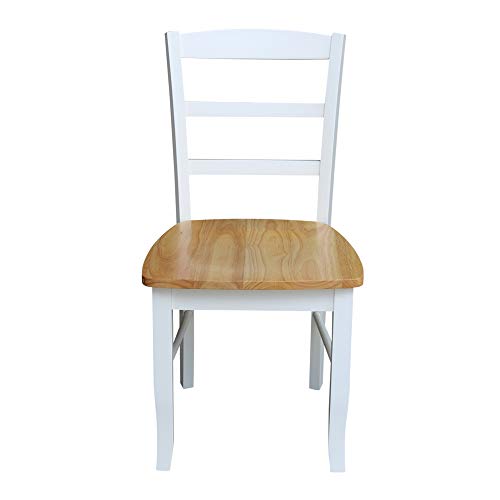 International Concepts Madrid Ladderback Chair, Wood, White/Natural/Set of 2