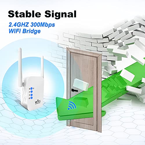 WiFi Range Extender Signal Booster 300Mbps Wireless Repeater Network Extender for Home Coverage Up to 2800 Sq Ft & 25 Devices Compact Design
