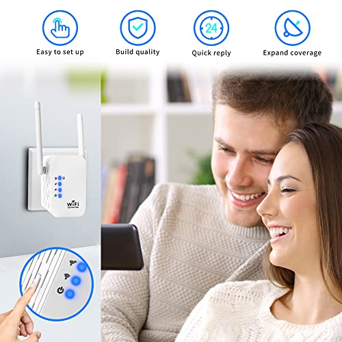 WiFi Range Extender Signal Booster 300Mbps Wireless Repeater Network Extender for Home Coverage Up to 2800 Sq Ft & 25 Devices Compact Design