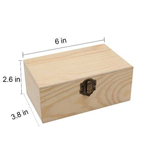 Wooden Box for Crafts - 2 Pcs Large Rectangle Unfinished Wood Boxes, Wood Craft Box with Hinged Lid and Front Clasp for DIY and Arts Hobbies