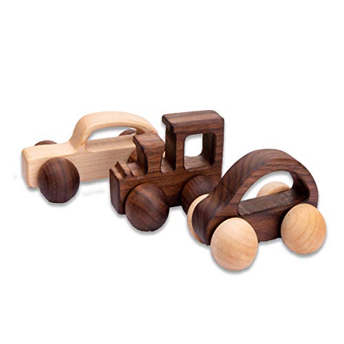 Wooden Rattle Toy Car Set 3PCS Baby Toy Skill Development Educational Toy Environmental Protection Toy Car