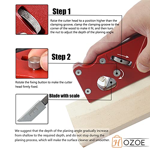 HOZOE Chamfer Plane for Wood,Woodworking Hand Planer for Quick Edge Planing and radian Corner Plane Trimming,Four siaeTypes of Cutter Heads,Woodworking Tools for Professional Woodworkers and Beginners