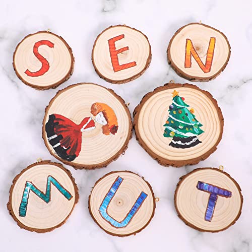 SENMUT Wood Slices 20 Pcs 3.51-4.1 inch Unfinished Wood Rounds Christmas Wood Ornaments for Crafts Wood Kit Wooden Circles Wood Coasters Natural Wooden Slices Craft Supplies for Painting