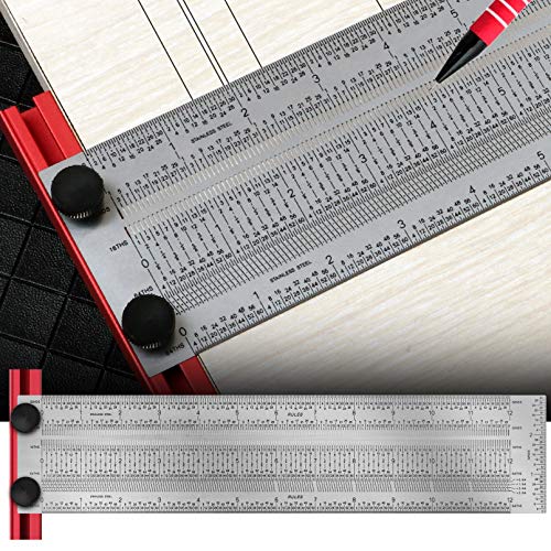 T-Rule,Precision Marking T-Rule,Precision Woodworking Tools T-Square,Stainless Steel Positioning Scribing Gauge, Carpenter Mark T-Rule