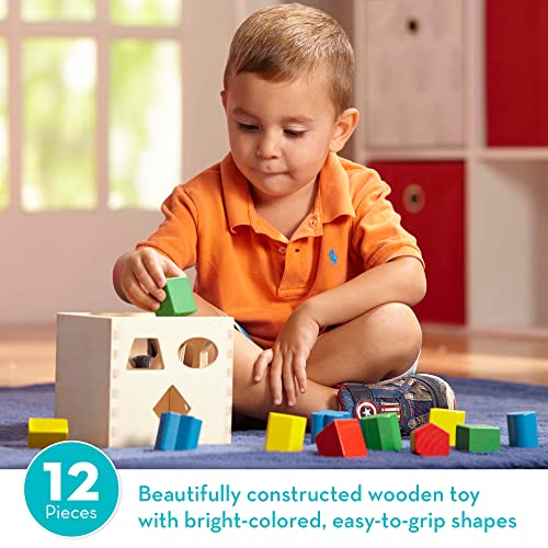 Melissa & Doug First Bead Maze - Wooden Educational Toy 4.2 x 7 x 8.6 inches ; 1.3 pounds & Shape Sorting Cube - Classic Wooden Toy with 12 Shapes - Classic Kids Toys, Classic Wooden Toddler Toys