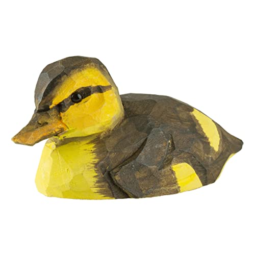 WILDLIFEGARDEN Mallard Duckling DecoBird, Artisanal Hand-Carved Wood Replica, Ornithologist Approved Life-Like Figurine Designed in Sweden