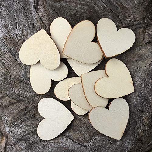 Y&K HomishWooden Hearts Guest Book Blank Wood Sign Party DIY Pack of 75 PCS (Natural)