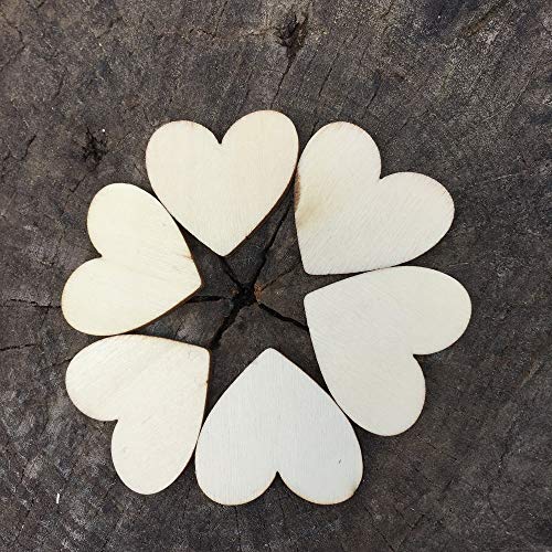 Y&K HomishWooden Hearts Guest Book Blank Wood Sign Party DIY Pack of 75 PCS (Natural)