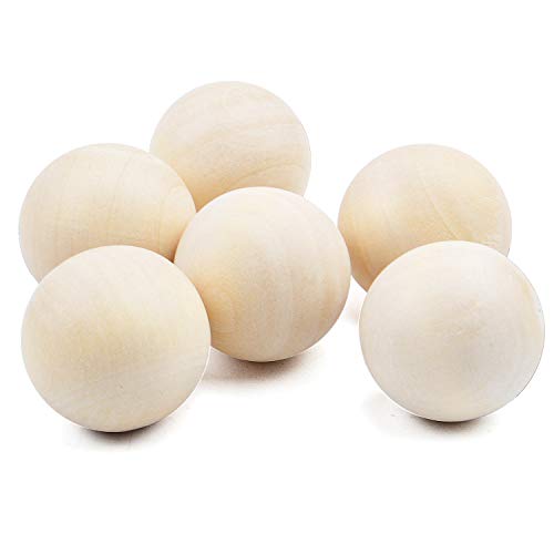 Natural Wooden Balls, 50 Pieces Unfinished Round Wood Mini Wood Craft Balls for DIY Jewelry Making Art Design - 25mm Diameter