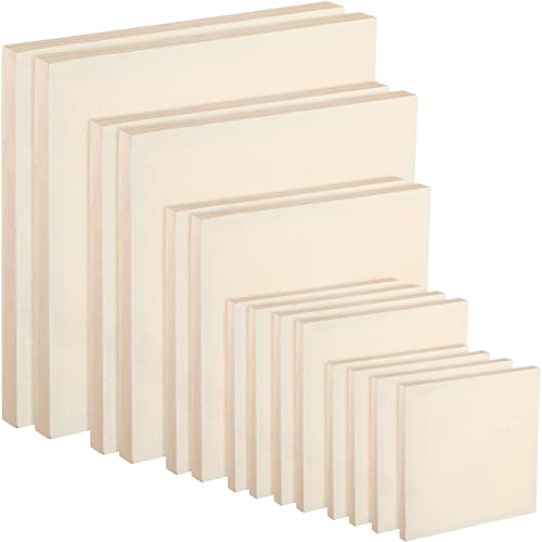 Wood Canvas Boards Unfinished Wooden Panel Boards Wood Paint Pouring Panels for Painting Drawing Home Decor (4.7 x 4.7", 6 x 6", 8 x 8", 10 x 10", 12 x 12", 14)
