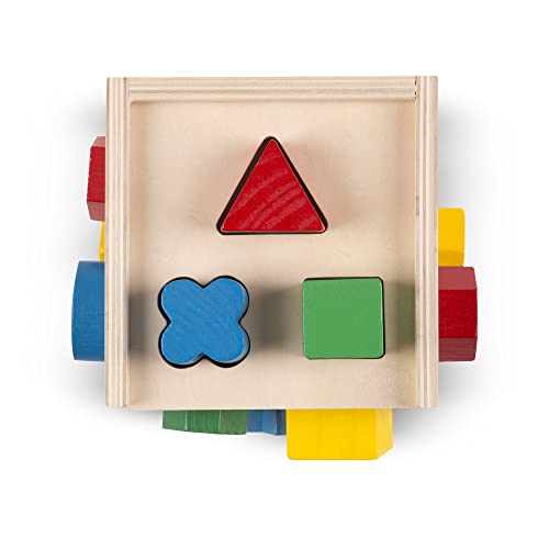 Melissa & Doug Shape Sorting Cube - Classic Wooden Toy with 12 Shapes - Classic Kids Toys, Classic Wooden Toddler Toys, Shape Sorter Toys for Toddlers Ages 2+ & Safari Wooden Chunky Puzzle - 8 Pieces