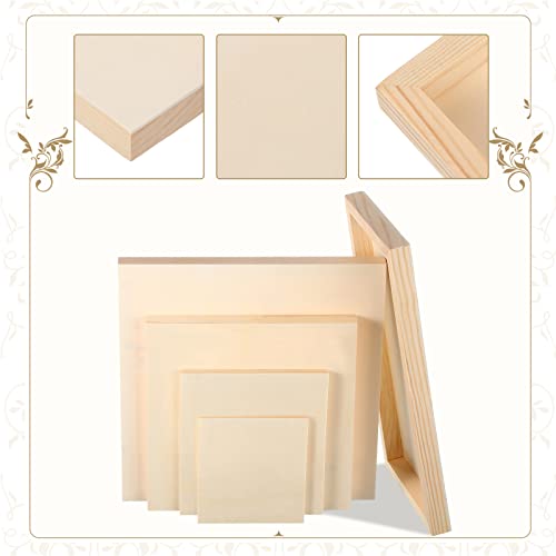 Wood Canvas Boards Unfinished Wooden Panel Boards Wood Paint Pouring Panels for Painting Drawing Home Decor (4.7 x 4.7", 6 x 6", 8 x 8", 10 x 10", 12 x 12", 14)