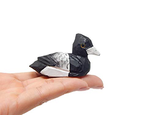 Native Wooden Creations Ring-Neck Duck Wooden Figurine Statue Miniature Bird Decor Decoy Art Sculpture Small Animal